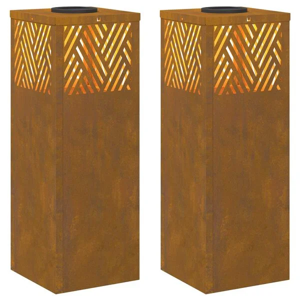 vidaXL Lumière de chemin LED solaire 2 pc Blanc chaud 18 x 18 x 50 cm