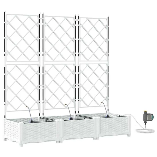 vidaXL Cache-pot de jardin 3 pc Blanc 120 x 40 x 126 cm PP