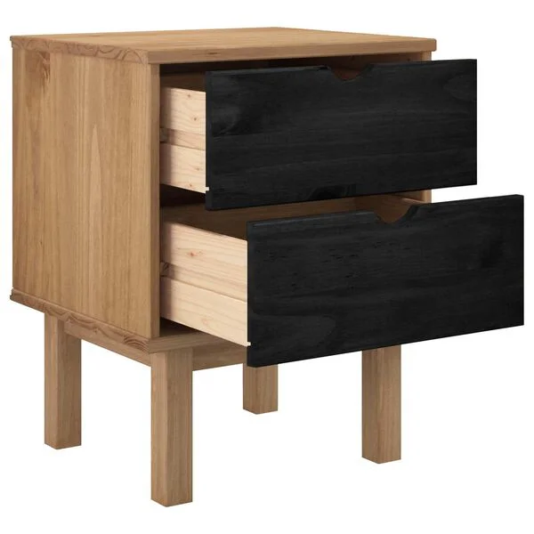 vidaXL Table de chevet OTTA Noir 45 x 39 x 57 cm Bois de pin massif