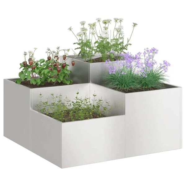 vidaXL Cache-pot de jardin Argent 80 x 80 x 48 cm Acier inoxydable