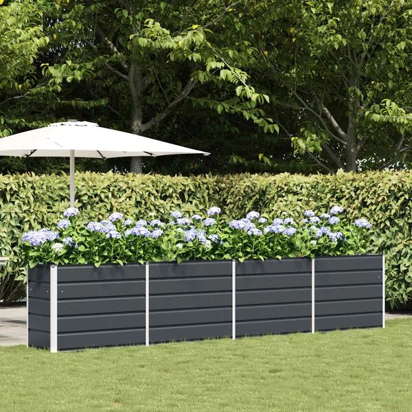vidaXL Jardinière Anthracite 385 x 50 x 75 cm Acier galvanisé