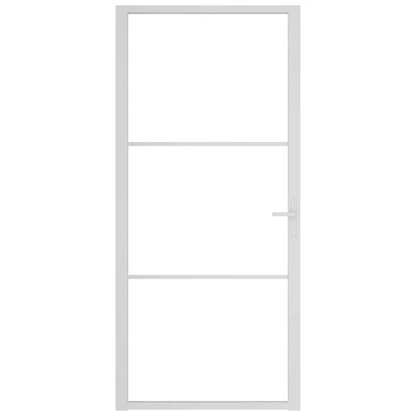 vidaXL Porte intérieure 93x201, 5 cm Blanc Verre ESG et aluminium