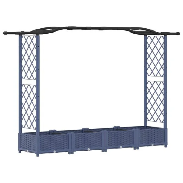 vidaXL Lit Élevé avec Treillis et Toit Gris 207 x 40 x 123 cm PP
