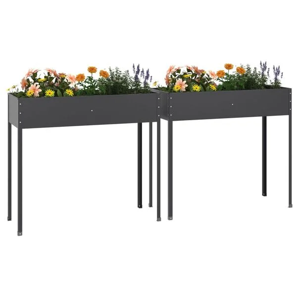 vidaXL Jardinières 2 pcs Anthracite Acier galvanisé
