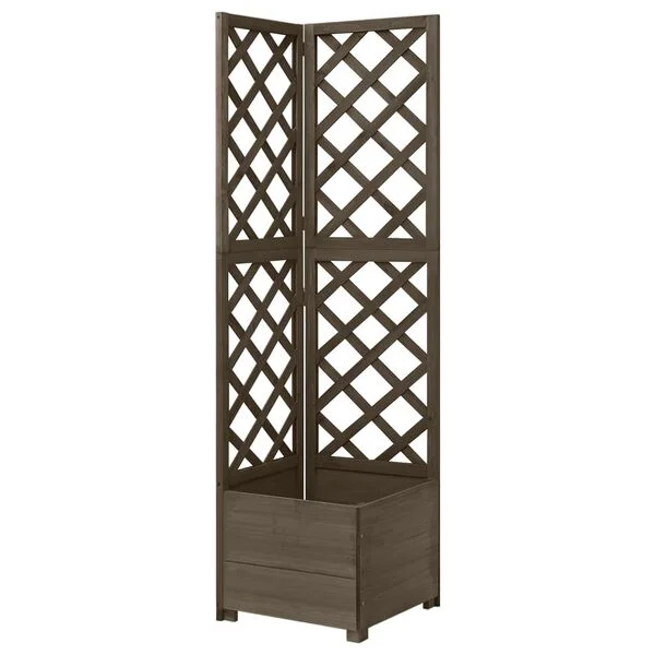 vidaXL Jardinière d'angle en treillis Gris 40x40x150 cm Bois de sapin