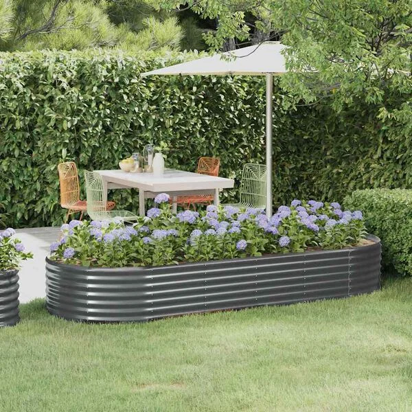 vidaXL Lit surélevé de jardin Acier galvanisé Anthracite