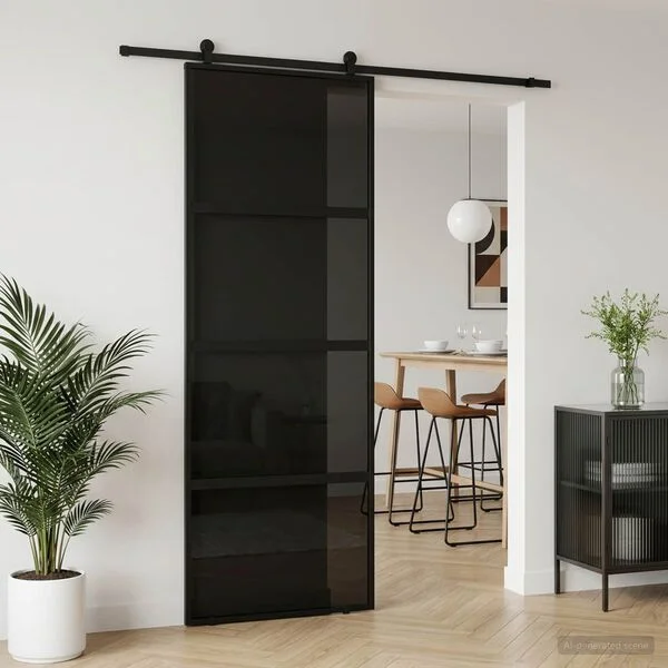 vidaXL Porte coulissante 76 x 205 cm Verre trempé et aluminium