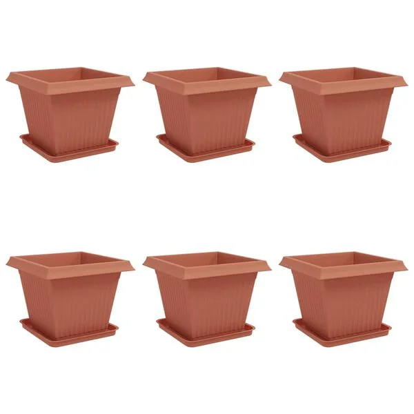 vidaXL Pots de plantes 6 pc Rouge brique Plastique