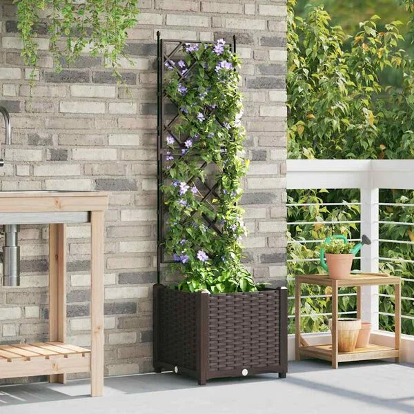 vidaXL Cache-pot de jardin Marron 40 x 40 x 143 cm PP