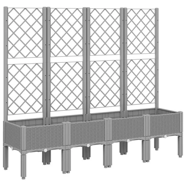 vidaXL Jardinière avec treillis gris clair 160x40x142 cm PP