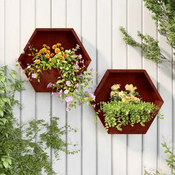 vidaXL Jardinières murales 2 pcs Rouillé Acier corten 46x10x40 cm