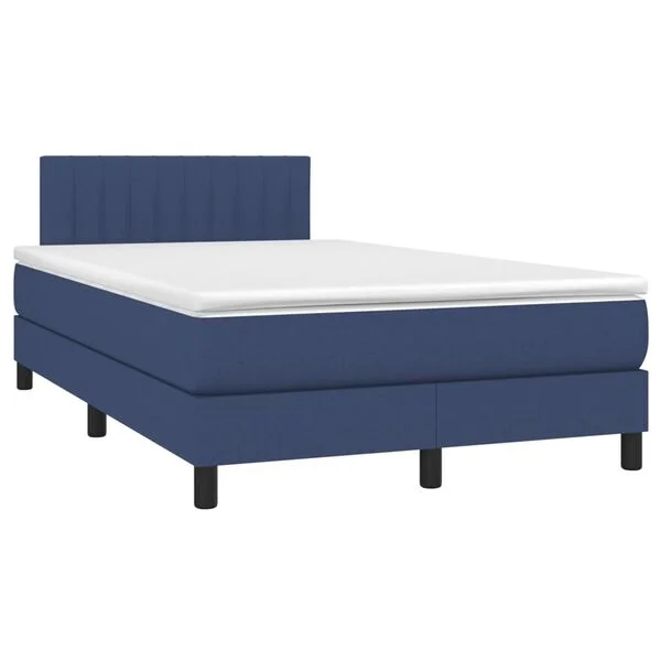 vidaXL Sommier à lattes de lit matelas et LED bleu 120x190 cm tissu