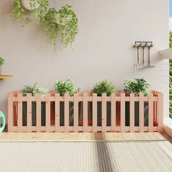 vidaXL Lit surélevé de jardin design de clôture bois douglas massif