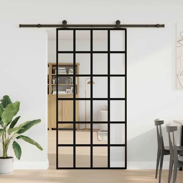 vidaXL Porte coulissante et quincaillerie ESG verre et aluminium