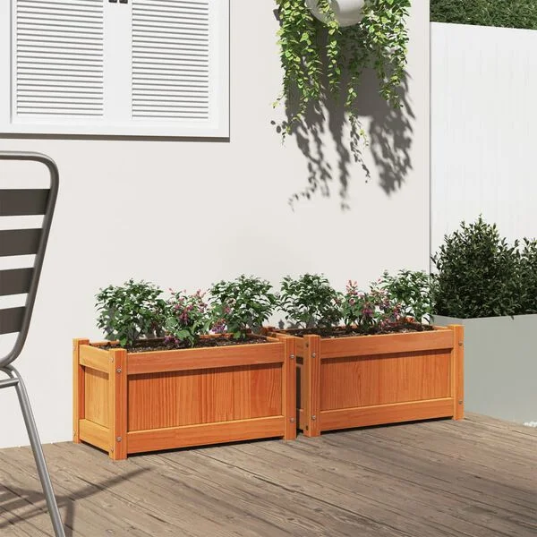vidaXL Jardinières 2 pcs cire marron bois de pin massif