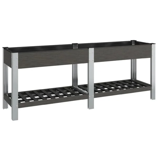 vidaXL Lit surélevé de jardin avec étagère Gris 200x50x75 cm WPC