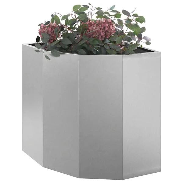 vidaXL Jardinière d'Angle Argenté 45 x 45 x 50 cm Acier inoxydable