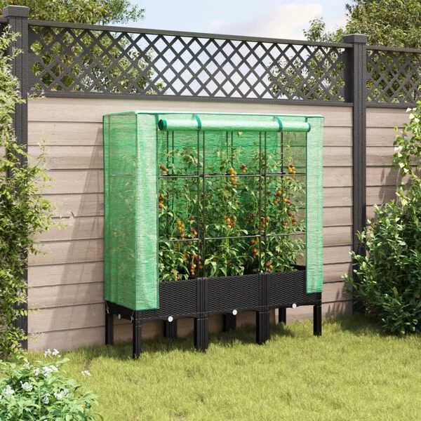 vidaXL Jardinière surélevée avec housse aspect rotin 120x40x140 cm