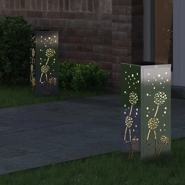 vidaXL Lumière de chemin LED solaire 2 pc Blanc chaud 18 x 18 x 50 cm
