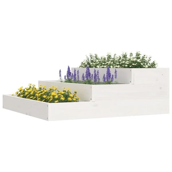 vidaXL Jardinière Blanc 78x78x27 cm Bois massif de pin