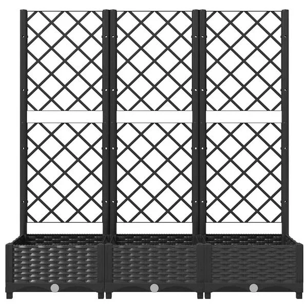 vidaXL Jardinière avec treillis Noir 120 x 40 x 121, 5 cm PP