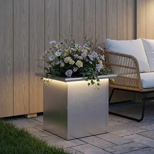 vidaXL Jardinière de jardin avec LED Argenté 30 x 30 x 30 cm
