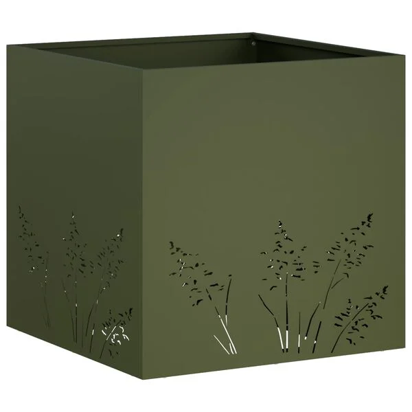 vidaXL Cache-pot de jardin Vert olive 50 x 50 x 49 cm