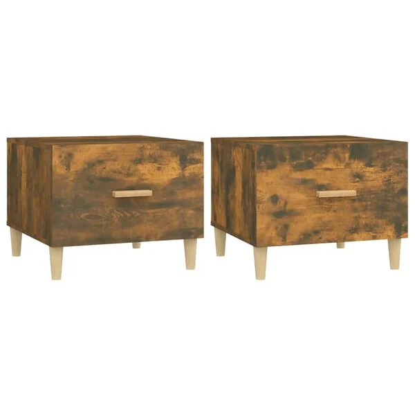 vidaXL Tables basses 2 pcs chêne fumé 50x50x40 cm bois d'ingénierie