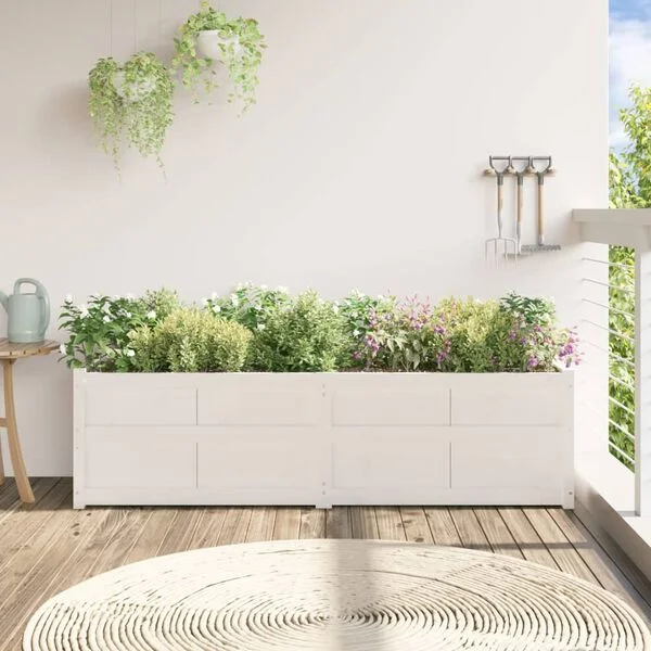 vidaXL Jardinière blanc 180x50x50 cm bois de pin massif