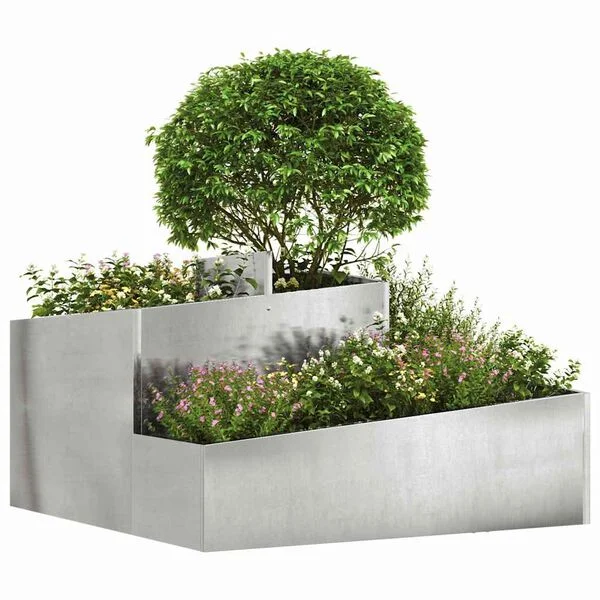 vidaXL Cache-pot de jardin Argenté 80 x 80 x 50 cm Acier inoxydable