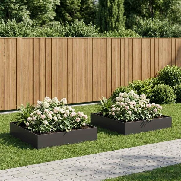 vidaXL Cache-pot de jardin 2 pc Noir 100 x 100 x 20 cm
