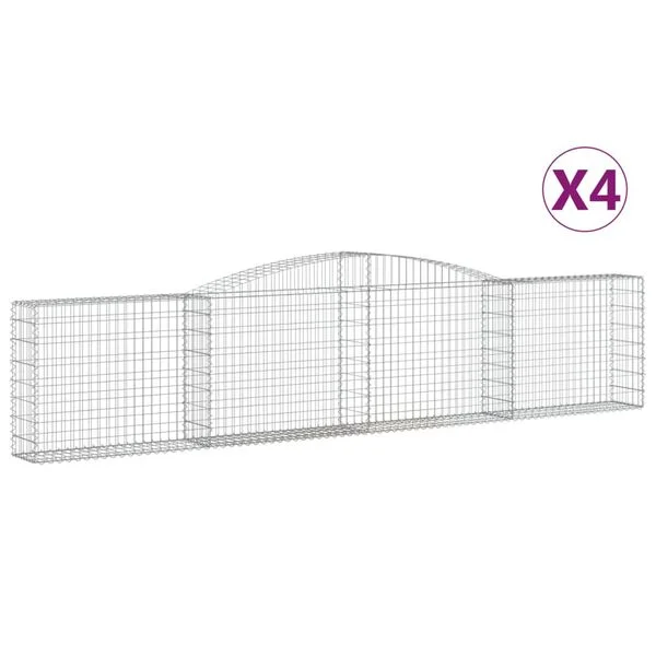 vidaXL Paniers à gabions arqués 4 pcs 400x30x80/100 cm Fer galvanisé