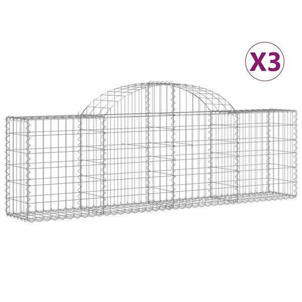 vidaXL Paniers à gabions arqués 3 pcs 200x30x60/80 cm Fer galvanisé