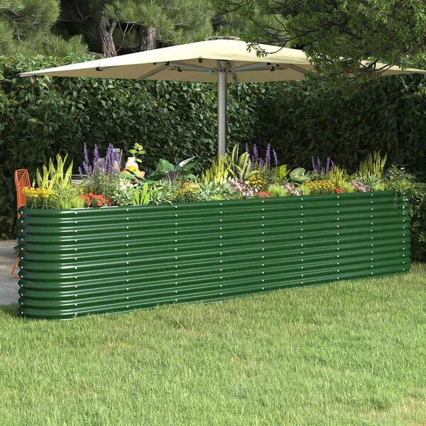 vidaXL Lit surélevé de jardin Acier galvanisé 332x40x68 cm Vert