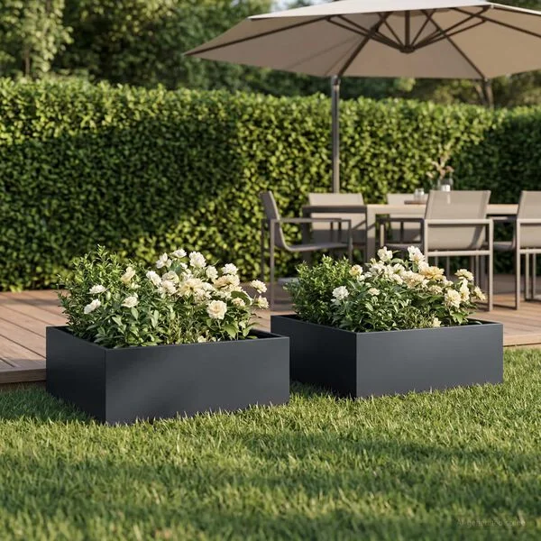 vidaXL Cache-pot de jardin 2 pc Anthracite 40 x 40 x 20 cm