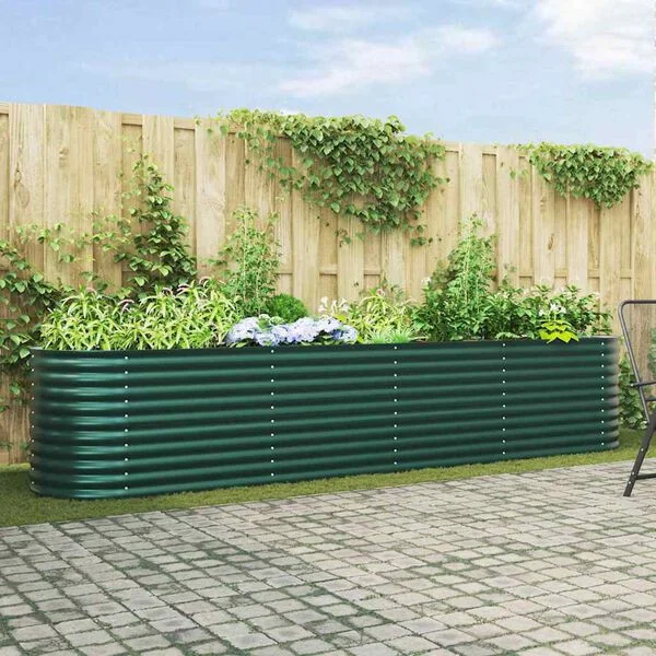 vidaXL Lit surélevé Vert 400 x 80 x 81 cm Acier