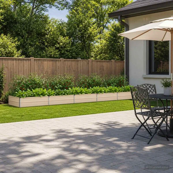 vidaXL Jardin surélevé Ivoire 400 x 80 x 24 cm acier laminé à froid