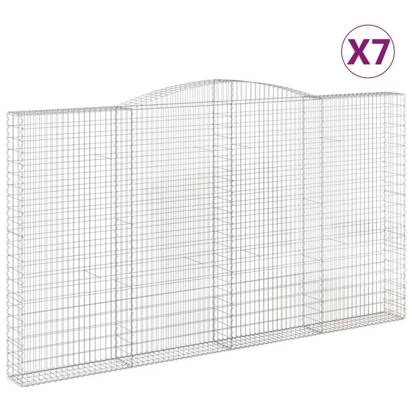vidaXL Paniers à gabions arqués 7 pcs 400x30x220/240 cm Fer galvanisé