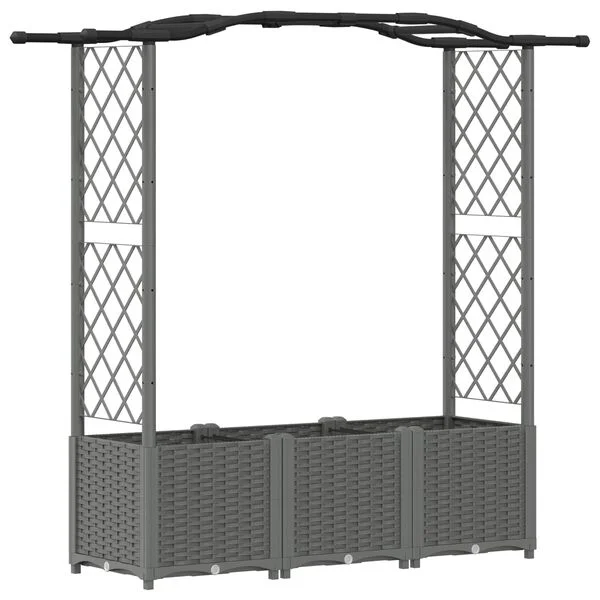 vidaXL Lit Élevé avec Treillis et Toit Gris clair 164 x 40 x 138 cm PP