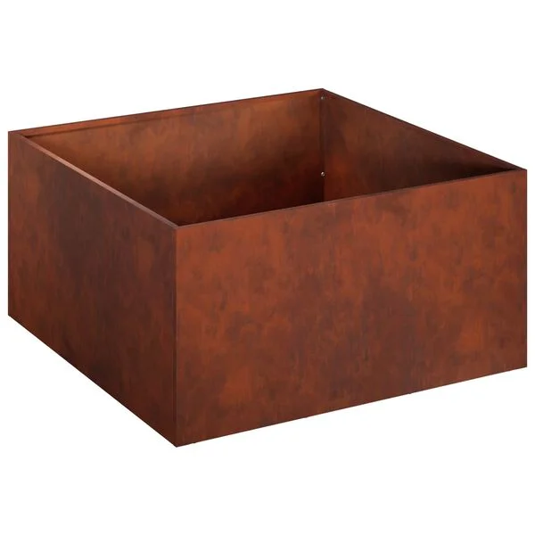 vidaXL Cache-pot de jardin Rouillé 60 x 60 x 30 cm Acier patiné