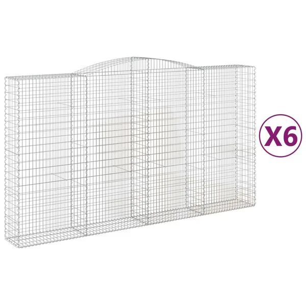 vidaXL Paniers à gabions arqués 6 pcs 400x50x220/240 cm Fer galvanisé
