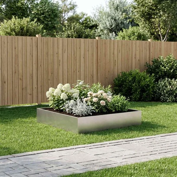 vidaXL Cache-pot de jardin Argenté 80 x 80 x 20 cm Acier inoxydable