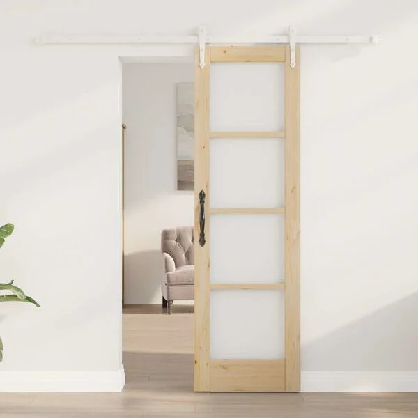 vidaXL Porte coulissante 61 x 198, 5 cm Bois de pin massif et verre