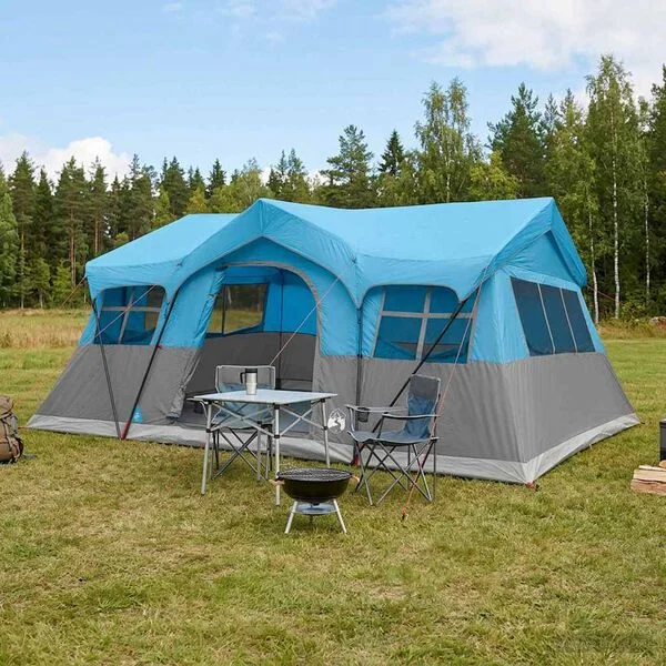 vidaXL Tente familiale Bleu 10 personnes Polyester et Acier