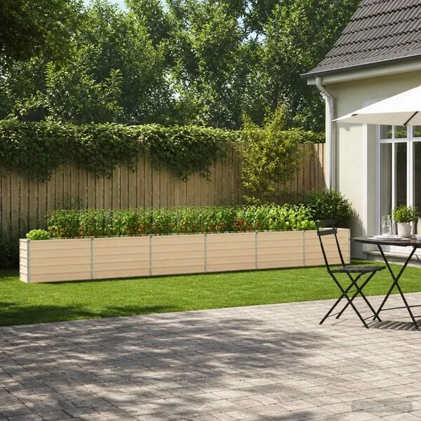 vidaXL Jardin surélevé Ivoire 600 x 40 x 55 cm acier laminé à froid