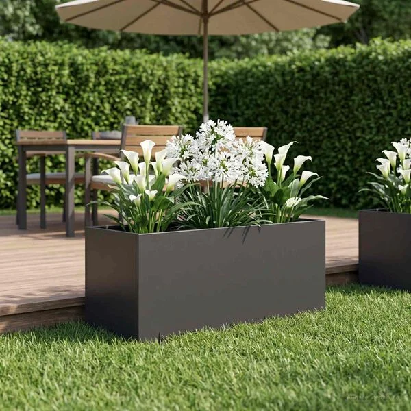 vidaXL Cache-pot de jardin Noir 100 x 40 x 40 cm Acier laminé à froid
