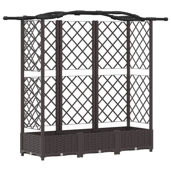 vidaXL Lit Élevé avec Treillis et Toit Marron 163 x 40 x 123 cm PP