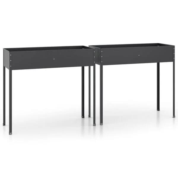 vidaXL Jardinières 2 pcs Anthracite Acier galvanisé