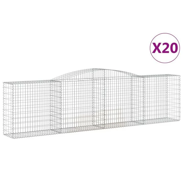 vidaXL Paniers à gabions arqués 20 pcs 400x50x100/120 cm Fer galvanisé